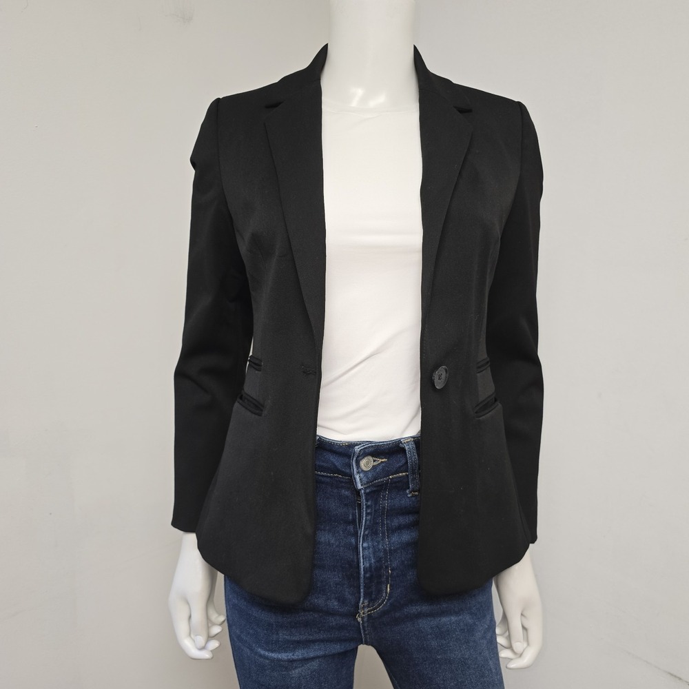 Express Blazer Jacket Size 0 Womens Teens Black Lined Pockets Career Workwear